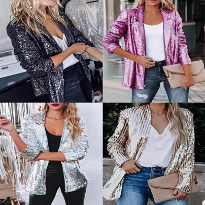 Loose Sequin Blazer for Women - Commuter Style