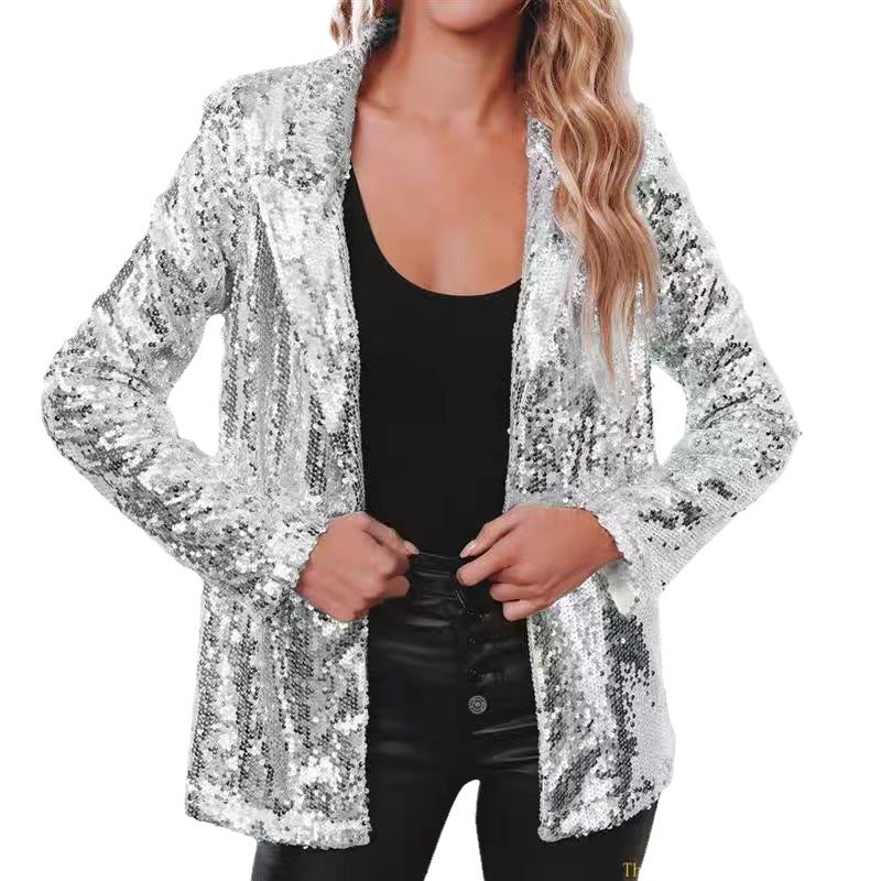 Loose Sequin Blazer for Women - Commuter Style