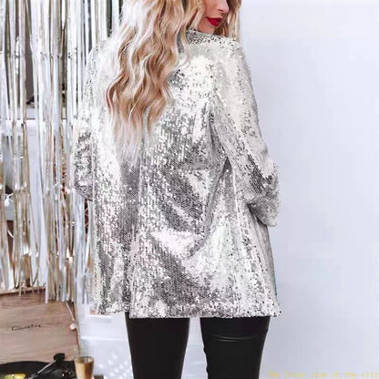 Loose Sequin Blazer for Women - Commuter Style