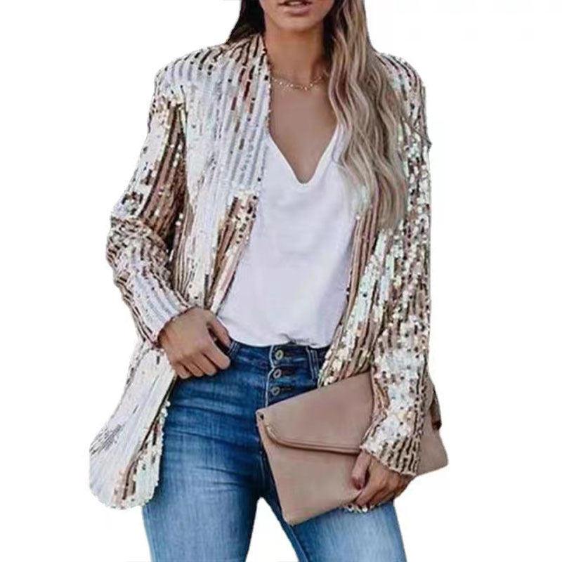 Loose Sequin Blazer for Women - Commuter Style