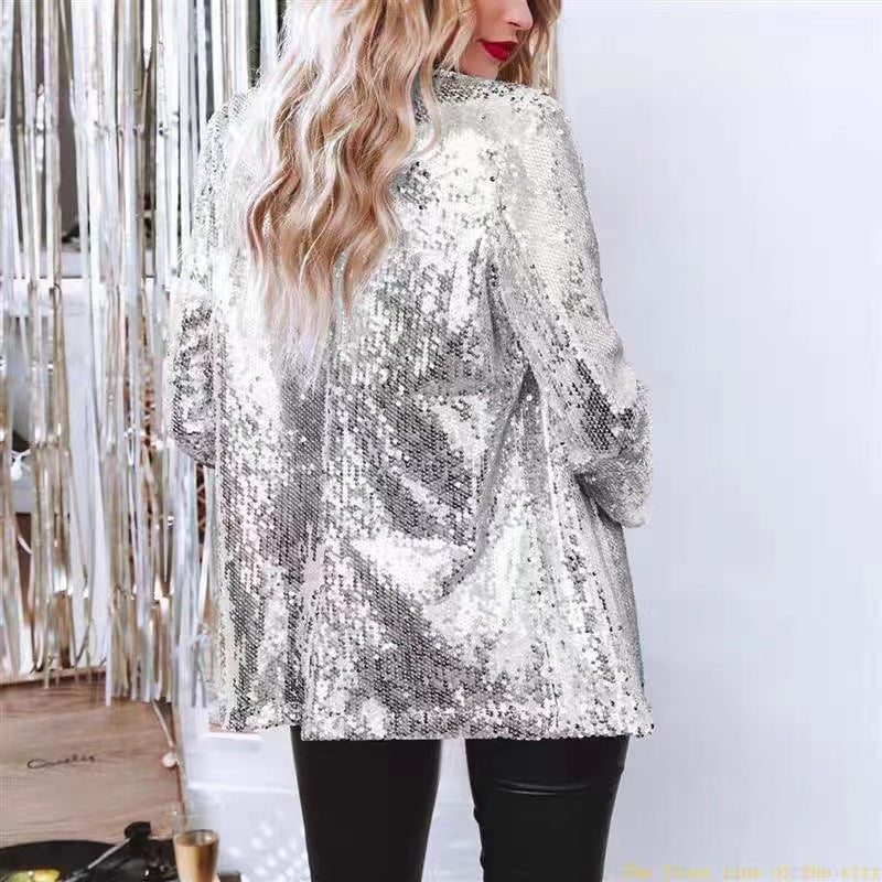 Loose Sequin Blazer for Women - Commuter Style