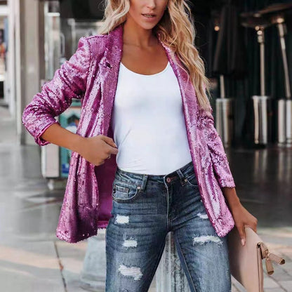 Loose Sequin Blazer for Women - Commuter Style